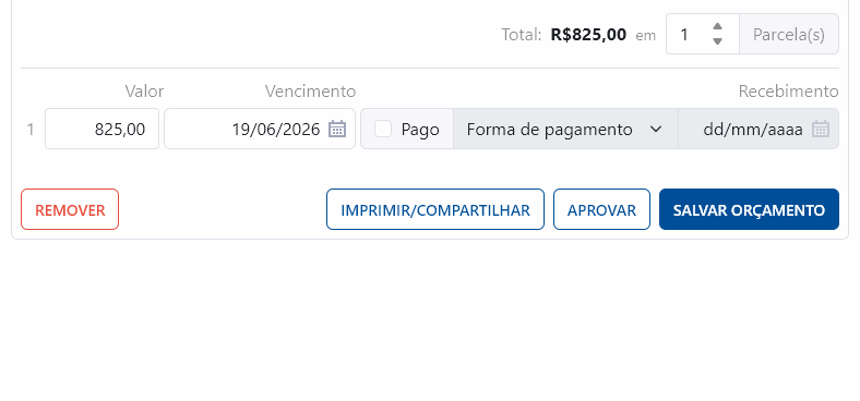 Conta do paciente no HiDoctor - Parcelamento