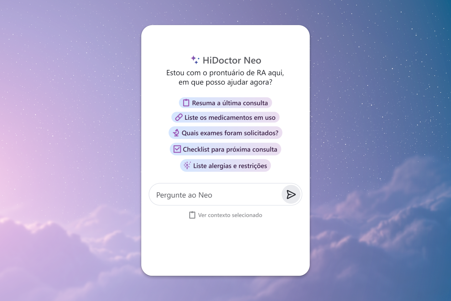 HiDoctor Neo - chat de IA integrado ao prontuário